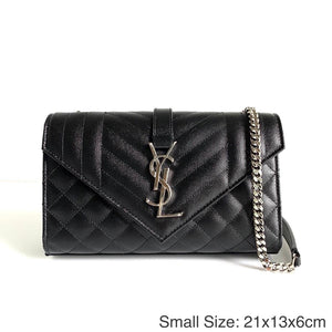 YSL ENVELOPE SMALL BAG IN MIX MATELASSÉ GRAIN DE POUDRE EMBOSSED LEATHER