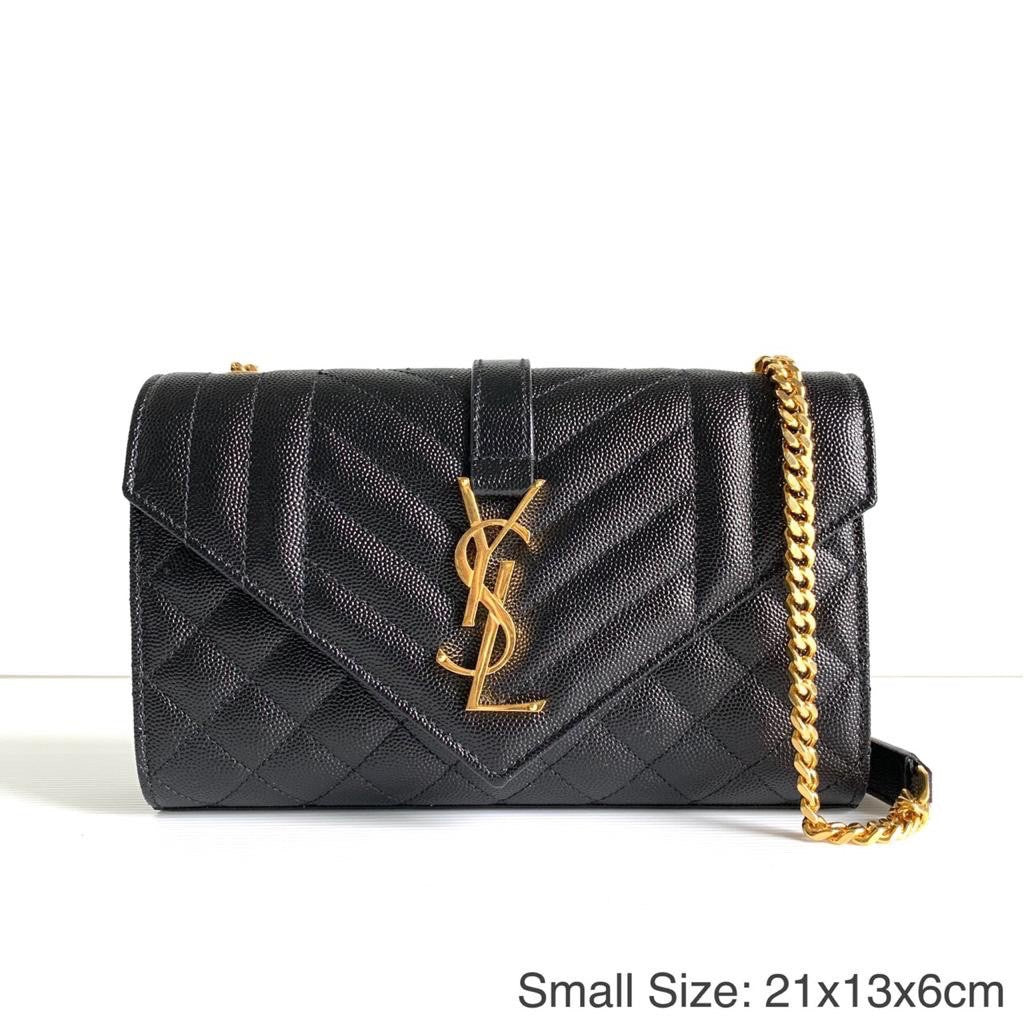 YSL ENVELOPE SMALL BAG IN MIX MATELASSÉ GRAIN DE POUDRE EMBOSSED LEATHER