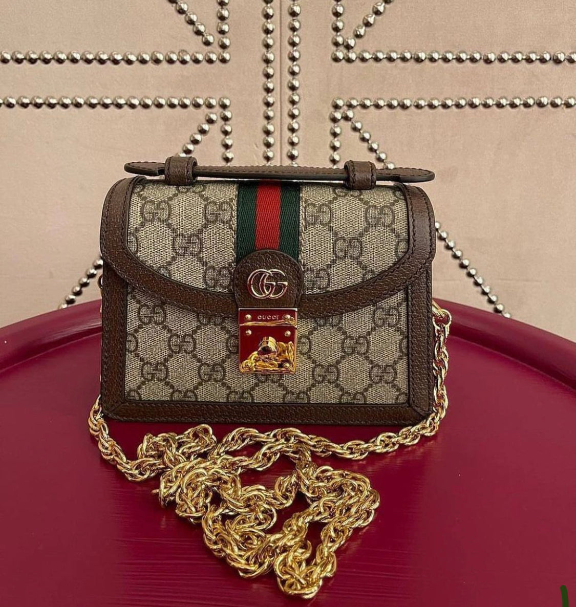 Gucci Ophidia GG Supreme Mini Crossbody Bag in Red